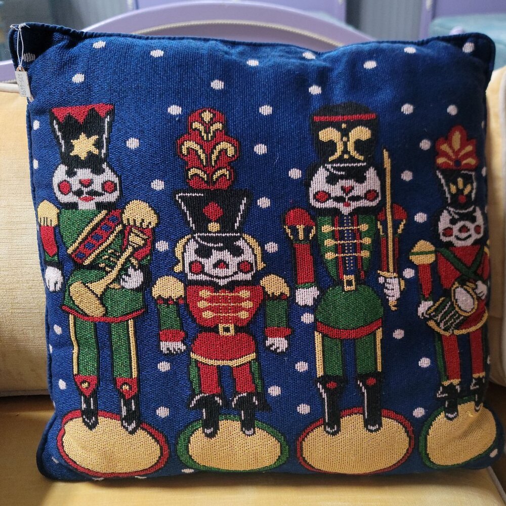 Woven Tapestry Nutcracker Toy Soldier Holiday Decorative Pillows *Sold Separatel